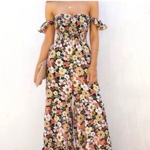 Onyx Garden Floral Pocketed Jumpsuit